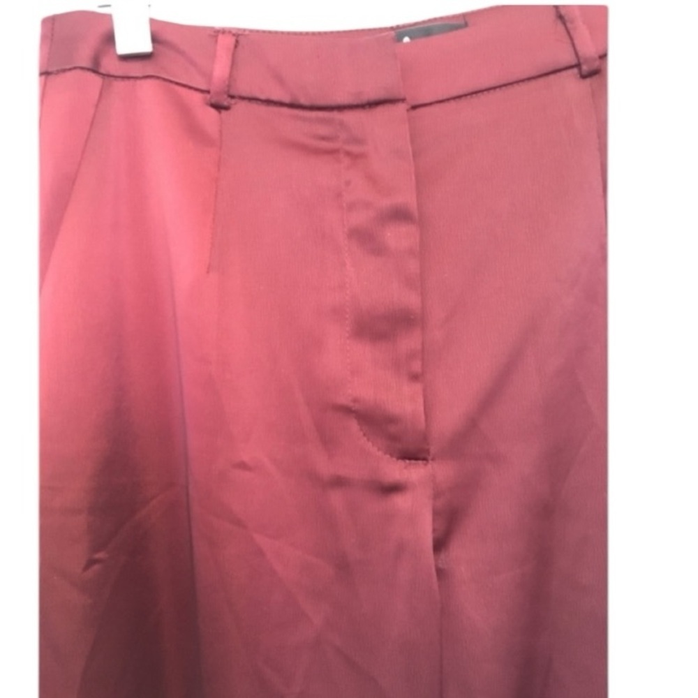 7.Lulus Burgundy Satin My Story Trouser Pants S - Picture 9 of 11